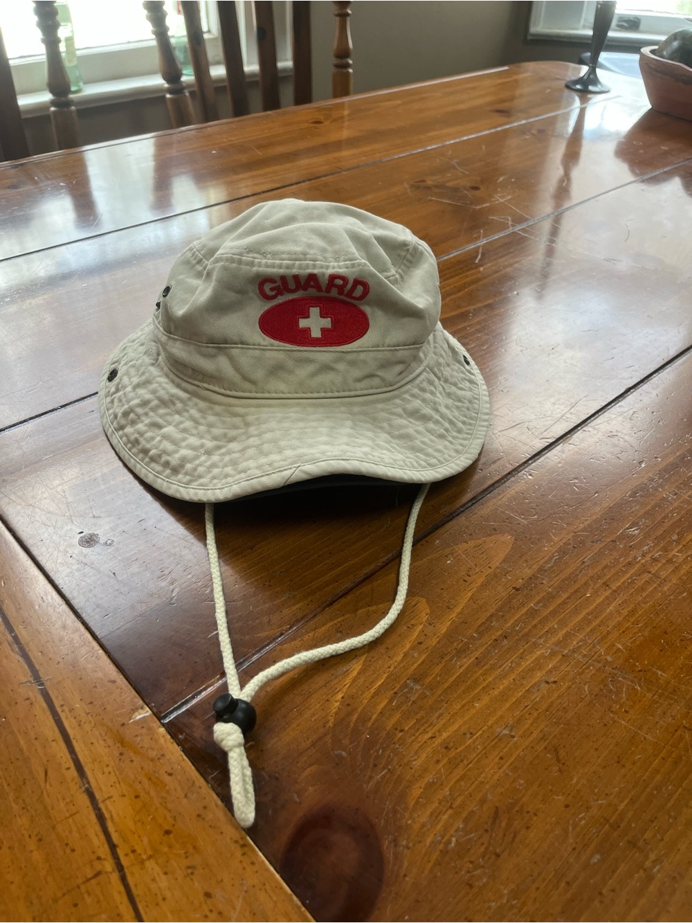 Unisex Tan Lifeguard Safari Bucket Hat Guard Cross Sun Hat Size O/S Good Cond